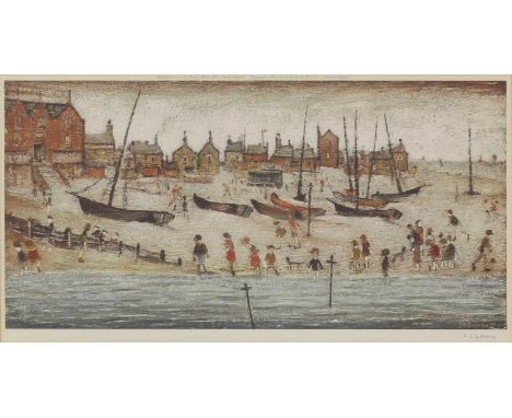 * Laurence Stephen Lowry RA (1887-1976)'Deal Beach'offset lithograph in colours, signed 'L S Lowry' in pencil l.r., with the 