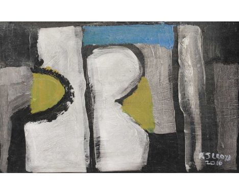 * Reginald J Lloyd (1926-2020)Abstractsigned and dated 'R J LLOYD/2016' l.r., also signed and dated verso, oil on board27 x 4
