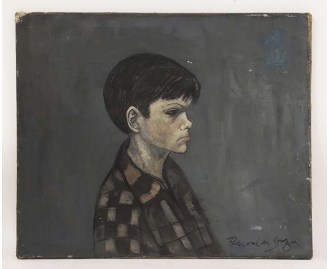 Pascal de Souza (Indian, b.1928) Portrait of a boy in profilesigned 'Pascal de Souza' l.r., oil on canvas51 x 61cm, unframedC