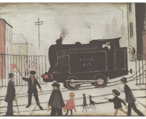 * Laurence Stephen Lowry RA (1887-1976)'The Level Crossing'offset lithograph in colours, signed 'L S Lowry' in pencil l.r., p