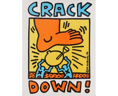 Keith Haring (American, 1958-1990)'Crack Down!', 1986lithograph in colourssheet 55.5 x 43.2cm, unframedCondition ReportPrevio