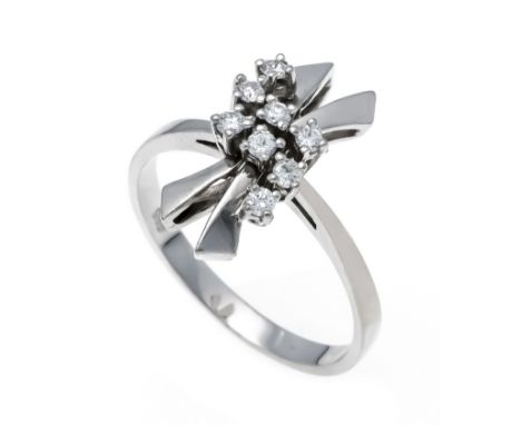 Brillant-Ring WG 585/000 mit 8 Brillanten, zus. 0,24 ct W/VS-SI, RG 59, 4,2 g