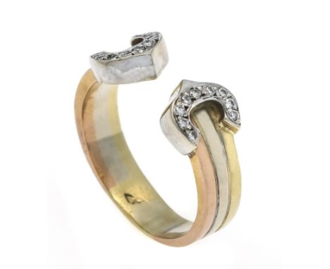 Brillant-Ring GG/WG 585/000 ungest., gepr., offener Ring mit 18 Brillanten, zus. 0,09 ct W/SI, RG 54, 5,4 g