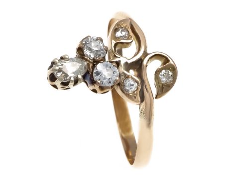 Altschliff-Diamant-Ring RG 585/000 (56 punziert) Russland um 1885, Moskau, Michailov, mit Altschliff-Diamanten, zus. 0,55 ct 