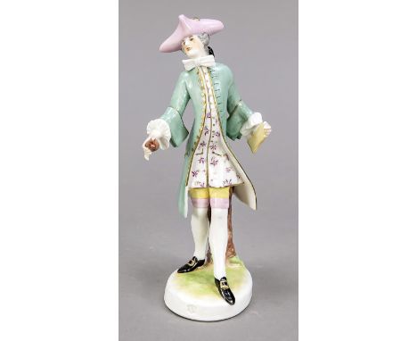 Galanter Herr, Nymphenburg, 20. Jh., Entwurf von Joseph Ponhauser und Anton Bustelli im HJahr 1754, Modellnr. 2,  ''Herr mit 