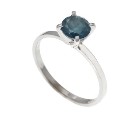 Brillant-Ring WG 585/000 mit einem Brillanten 1,05 ct Fancy-Oceanblue/PI1, RG 53, 1,7 g