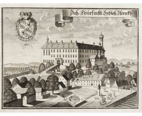 Konvolut von drei Ansichten bayrischer Schlösser: ''Schloss Isareck bei Wang'', ''Ansicht des Schlosses Mauren im Landkreis B