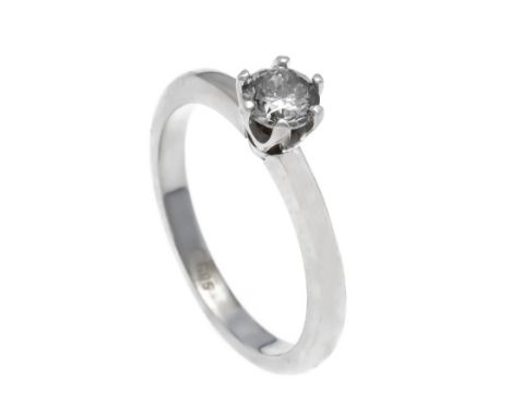 Brillant-Ring WG 585/000 mit einem Brillanten 0,51 ct get.W/PI1-2, RG 54, 3,1 g