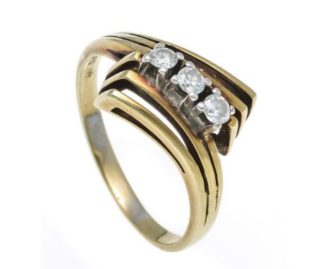 Brillant-Ring GG/WG 585/000 mit 3 Brillanten, zus. 0,20 ct (punziert) W/VS-SI, RG 55, 3,4 g