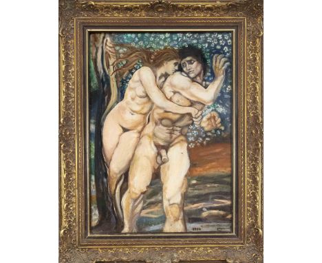 K. Allborn-Jünger, Maler um 1930, Adam und Eva, Öl auf Lwd., u. re. sign. u. dat. ''K. Allborn-Jünger 1936'', 70 x 50 cm, ger