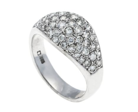Brillant-Ring WG 585/000 mit Brillanten, zus. 1,20 ct l.get.W-W/SI, RG 58, 6,6 g