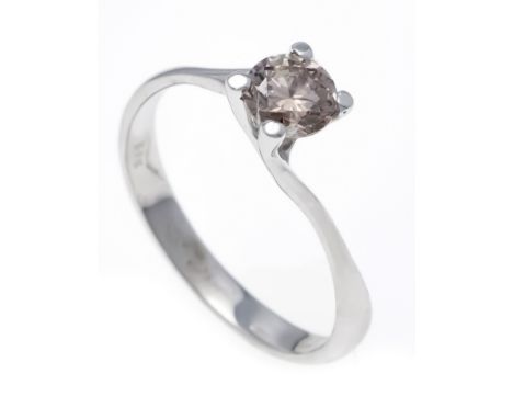 Brillant-Ring WG 585/000 mit einem Brillanten 0,80 ct Fancylightbrown/SI, RG 58, 2,4 g