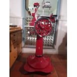 Berkel Style Meat Slicer Steel Pedestal. Hand Painted Gold Detail With Lockable Castors