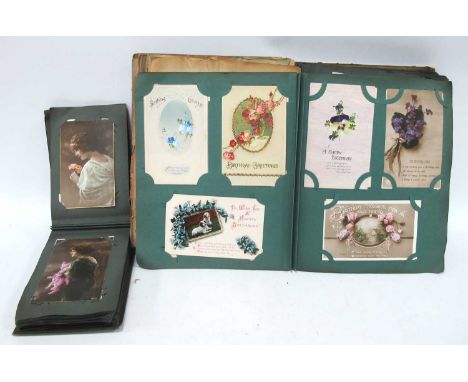 Two Early XIX Century Picture Postcard Albums,  to include topographical views -Sheffield Weston Park, Botanical Gardens, Har