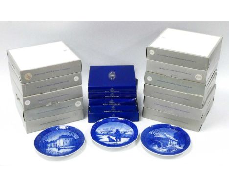 Nineteen Royal Copenhagen Year Plates, 1975-1991 and 1993-4, printed and painted marks, boxed (apart from three). (19)