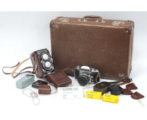 A Rollei F&amp;H Rolleiflex Medium Format Camera, with Carl Zeiss 80mm f/2.8 lens Nr. 3680312, serial number E3 2361745 in or