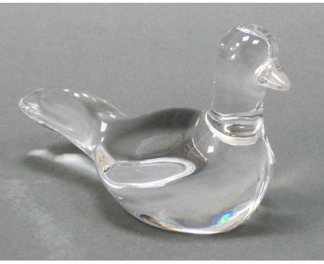 A Baccarat Clear Glass Model of a Dove, acid etched mark, 14cm long.