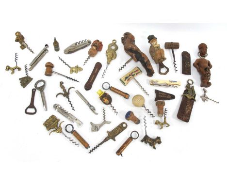 A Collection of Over Forty Novelty and Other Corkscrews, including; golf ball, squirrel, dogs, etc.