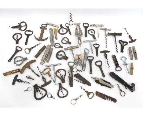 A Vintage Corkscrew in the Form of a Pair of Ladies Legs, with blue and white striped stockings; ten folding corkscrews, seve