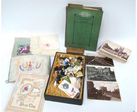 An Interesting Collection of Sewing Items, to include: buttons, WWI needlecase, a book of Simple Patterns for Children by M.B