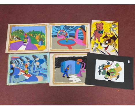 Three Production Cells for Cosgrove Hall Productions, each featuring an elf, another with a policeman and a further example w