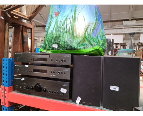 A Cambridge Audio HiFi system comprising CD player, DAB radio, amplifier and speakers. 