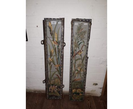A set of Arts & Crafts tiles decorated with flowers and birds, 76 cm X 15 cm. Age- late Victorian in the Aesthetic Movement t