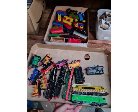 2 trays of model toy trains to include Thomas The Tank Engine etc. 