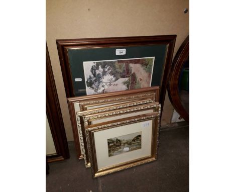 A bundle of 5 watercolours and 1 print. 