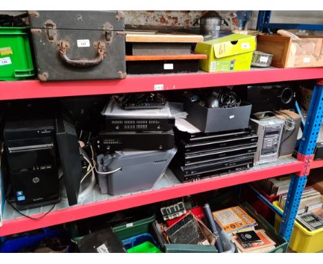 Quantity of electrical items including Aiwa micro compact system with speakers and remote, an LG subwoofer, 2 LG DVD players,