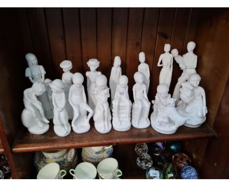 Collection of 15 white Spode figures by Pauline Shone 