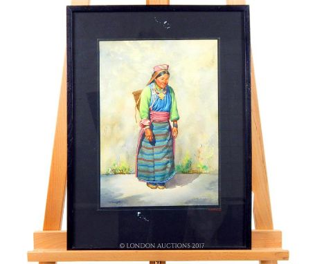 G Douglas, watercolour portrait 'Sherpa Woman', sight size 36 x 25cm.