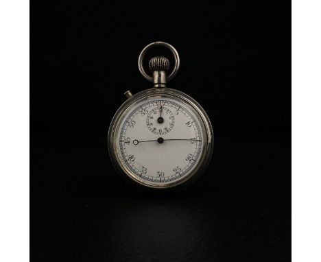 An early 20th century military issue hallmarked silver stop watch or artillery timer having a white enamelled dial with numer