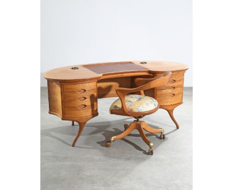 R. Lazzeroni, Desk Bean + Swifel Chair MarloweRoberto LazzeroniDesign 1990Schreibtisch Modell Bean + Bürostuhl Modell Marlowe