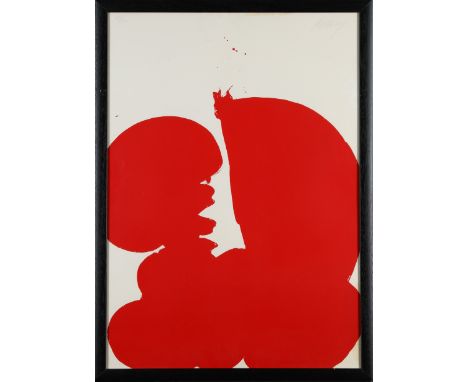 Markus Prachensky, signed silkscreen, redMarkus Prachensky, (1932-2011)Ohne Titel. Farbsiebdruck auf Papier. 70 x 50 cm. Sign
