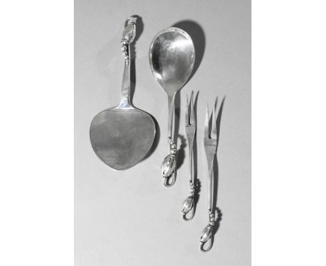 4 Georg Jensen Silver Cutlery Serving Pieces Magnolia/ BlossomGeorg Jensen, KopenhagenDesign 19194 Besteckteile Magnolia/ Blo