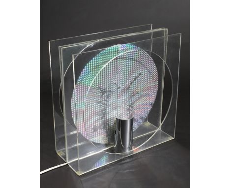 Jürgen LIT Fischer*, Light ObjectJürgen LIT Fischer*, (1941- 2005)Lichtobjekt. Plexiglas, Metallfassung, Hologrammfolie. Zwei