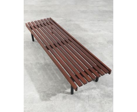 Wörrlein Werkstätten, Large Slatted BenchWörrlein WerkstättenDesign 1950sGroße Lattenbank / Tisch. Entwurf 1950er Jahre. Holz