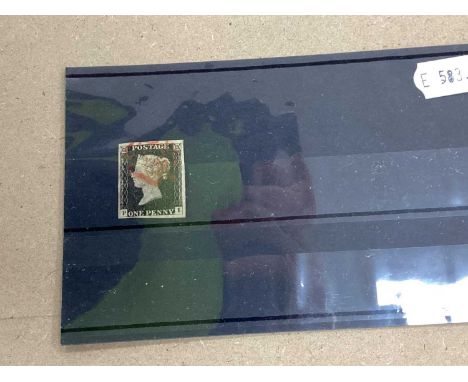 Stamps; Great Britain 1840 Penny Black, 'P-I', four large margins, red MX cancel.