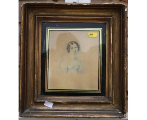 M W Middleton: an early 19th Century watercolour, portrait of Harriet Middleton, 6 1/2" x 5 3/4", in deep gilt frame