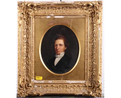 An early 19th Century oil on board, "Lawrence by himself", self portrait of the artist Thomas Lawrence, 7 1/2" x 5 1/2", in o