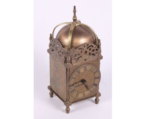 A well reproduced lantern clock, 10" high