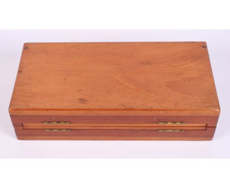 A late 19th Century mahogany and inlaid folding travelling chess board, 12" wide