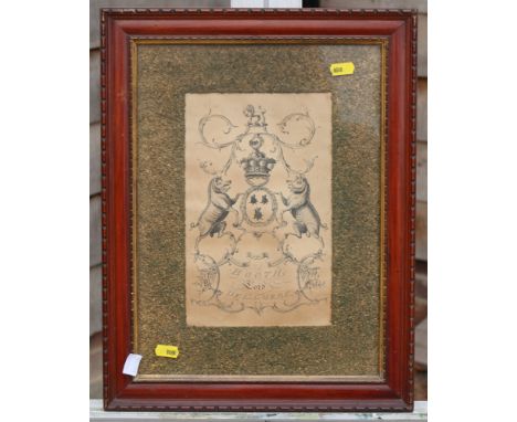 An early 18th Century engraving, Booth Delamere, with signature and coat of arms, and a similar later engraving, portrait, in