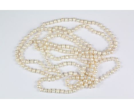 White Fresh Water Pearl Necklace: pearls approx 7 mm, approx 240 cms.