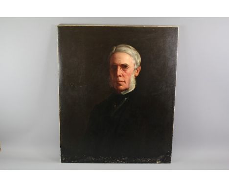 A Victorian Oil on Canvas Half Portrait of a Clergyman, approx 63 w x 77h cms, artist unknown and unframed.