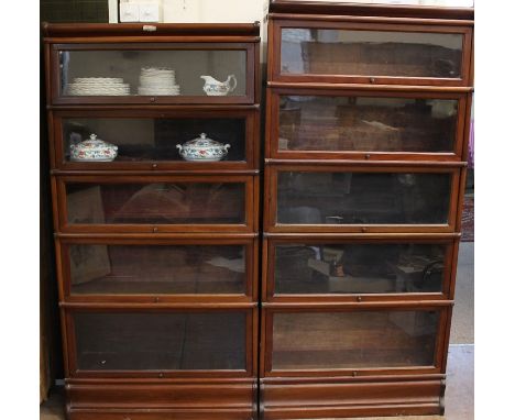 Two Mahogany Globe-Werneke Bookcases; the first a five-tier sectional bookcase approx 87 x 181 x 30 cms, the other a four-tie