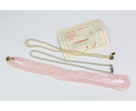Fresh Water Pearls: A graduated fresh water pearl necklace with 9ct gold clasp, pearls from approx 2.5 - 7 mm, together with 