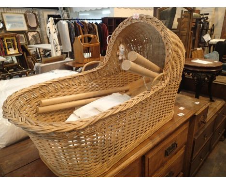 Vintage type wicker crib and stand. Not available for in-house P&amp;P 