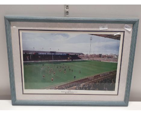 A framed limited edition print 'Leeds Rugby Football Club' by Peter Watson 63x46cm, shipping unavailable
